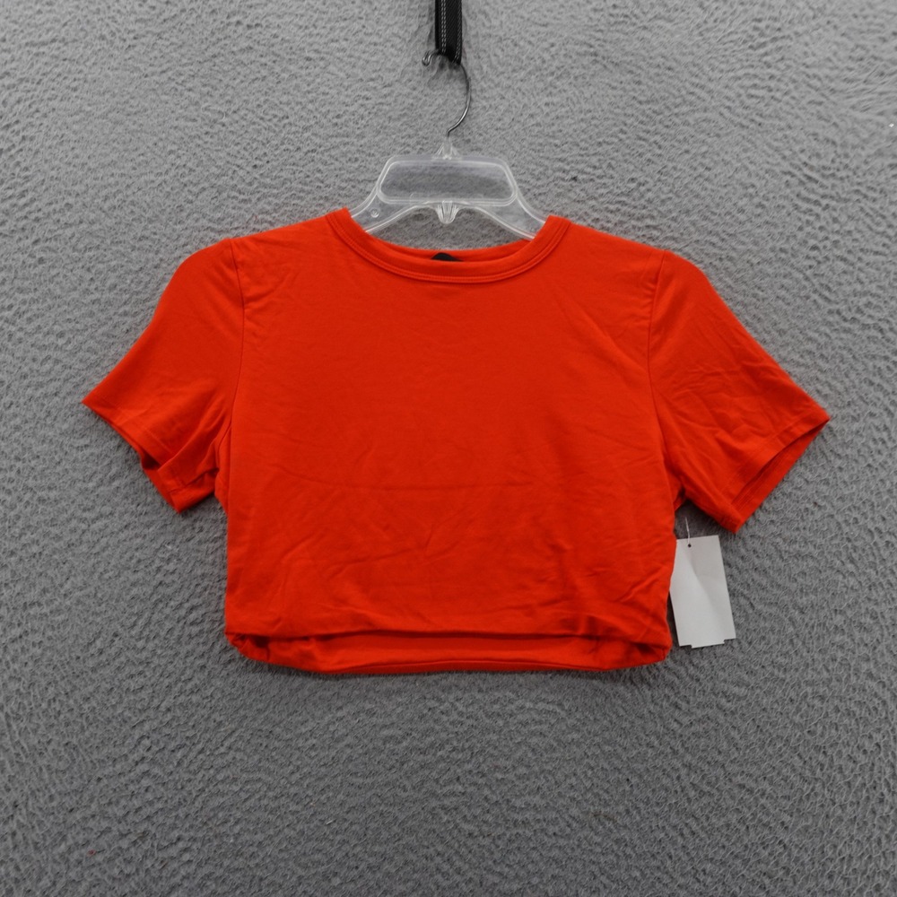 Naked Wardrobe Orange Cropped T Shirt Tee Top Women Size Large NEW‎